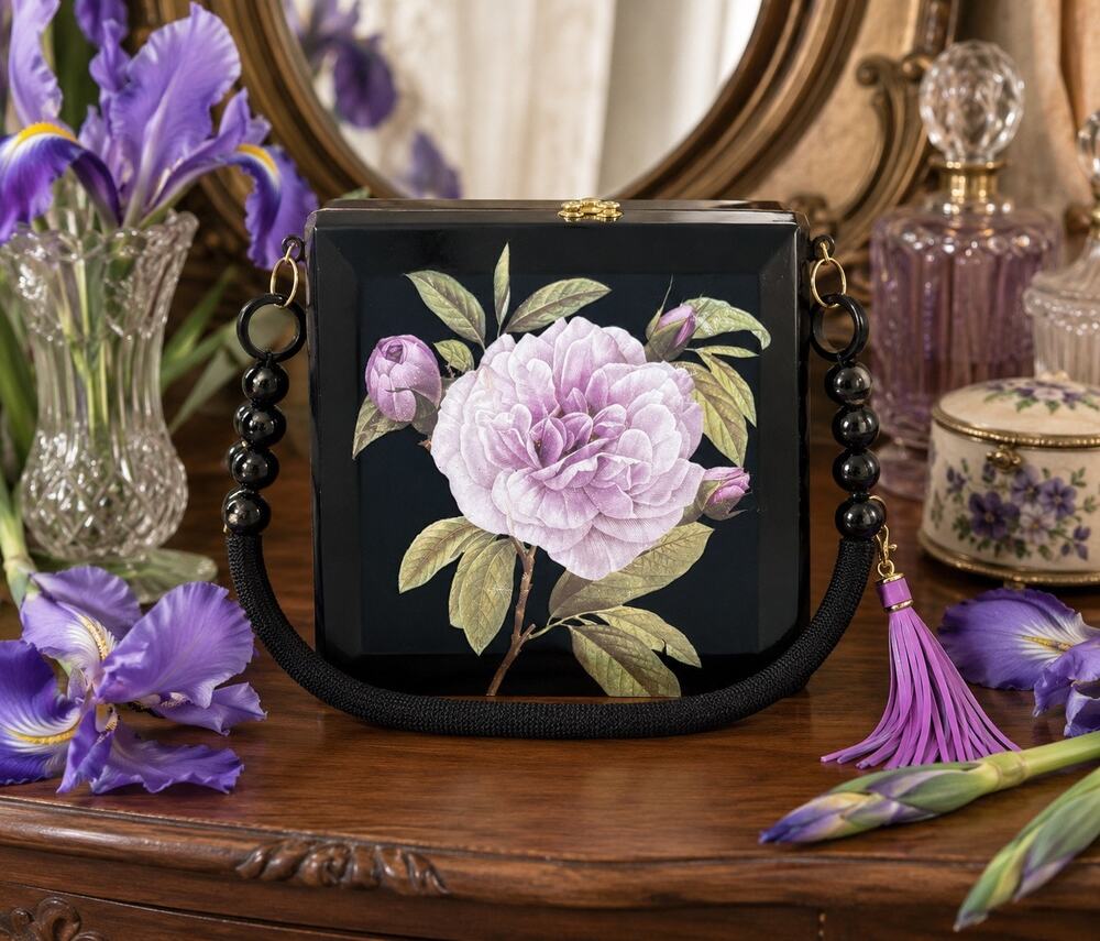 Upcycled Floral Cigar Box Purse – One-of-a-Kind Statement Handbag |